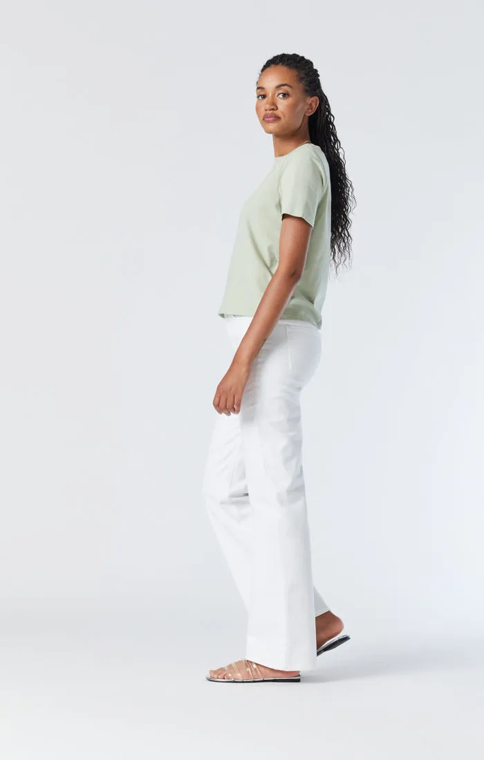 VICTORIA WIDE LEG JEANS IN WHITE STRETCH