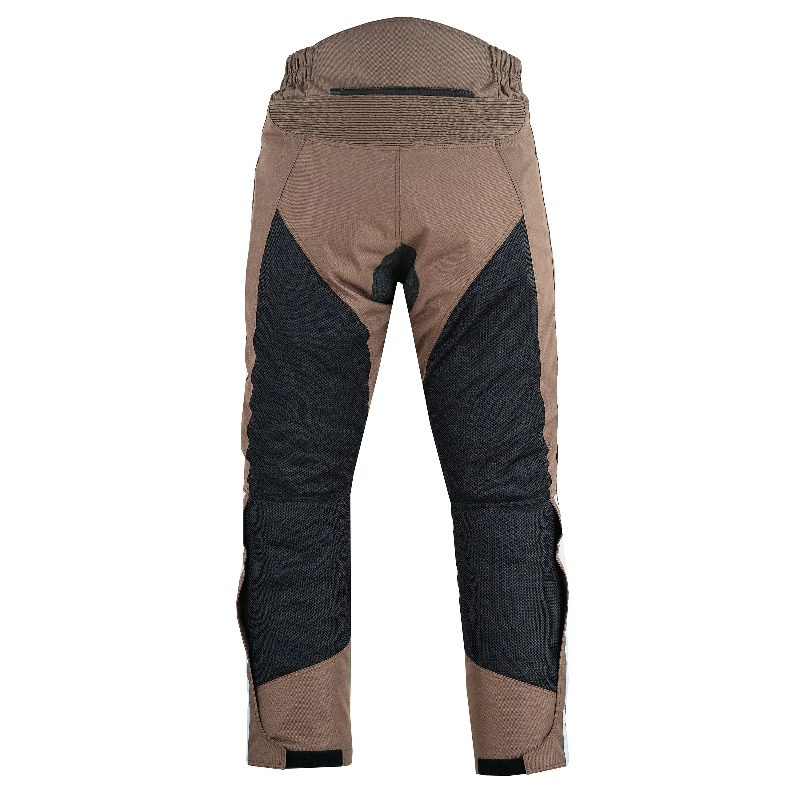 Warrior Gears Air Mesh Motorcycle Trousers for Men, Breathable Waterproof Textile Trousers for Men with Removable Lining & CE Armours - Black & Brown