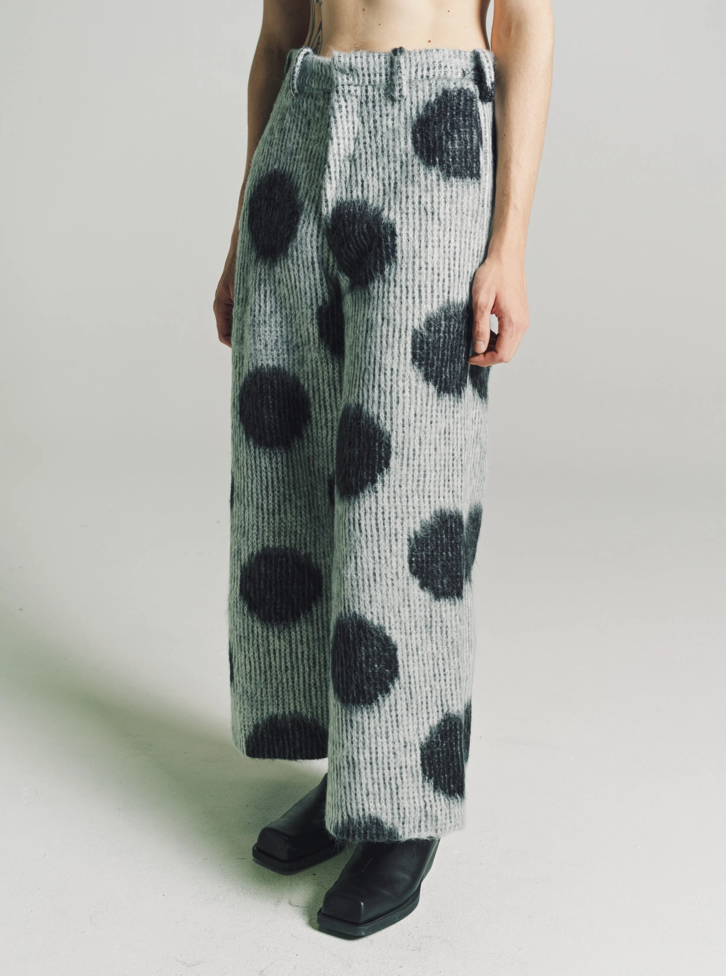 White Polka Dots Mohair Trousers