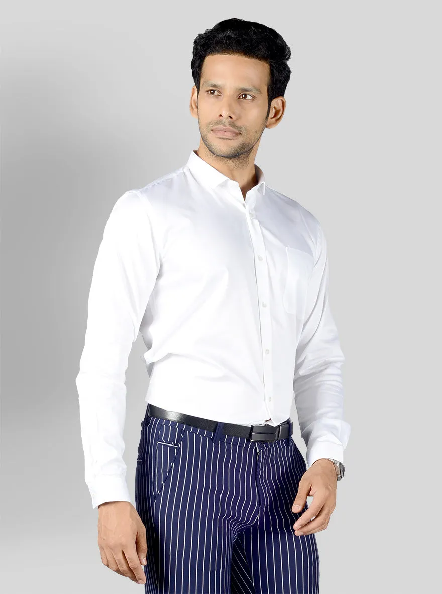 White Solid Slim Fit Party Wear Shirt | Greenfibre