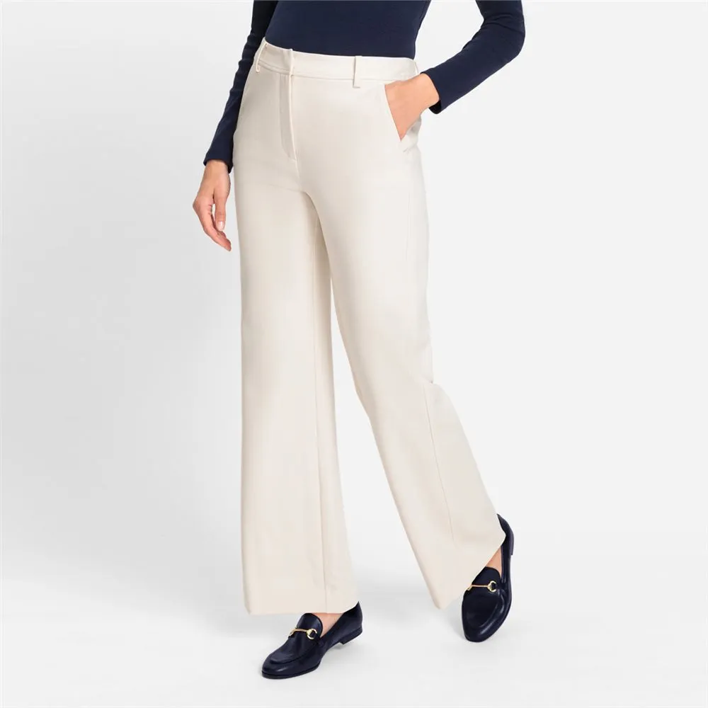 Wide Leg Business Trouser in Canvas Beige