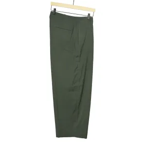 Wide slacks in dark sage wool rayon and silk