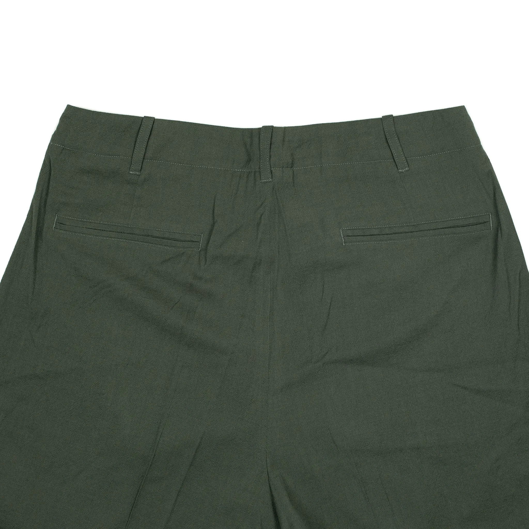 Wide slacks in dark sage wool rayon and silk