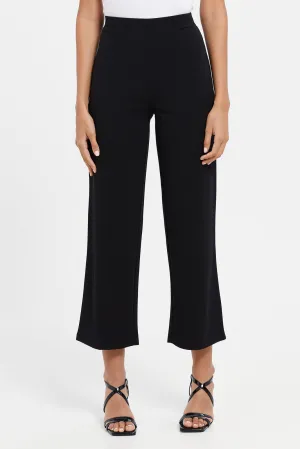 Women Black Plain Elasticated Trouser