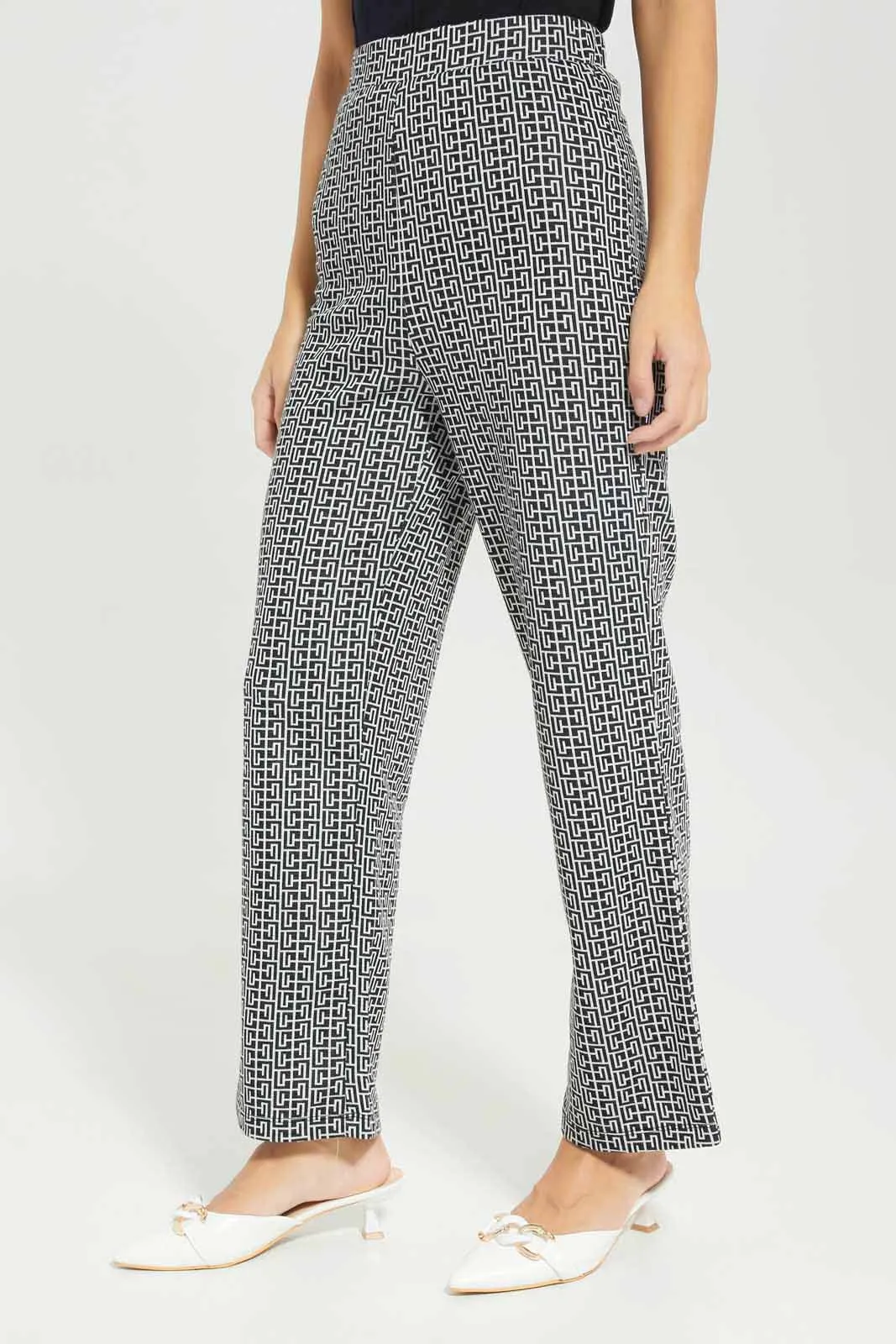 Women Black Printed Trouser