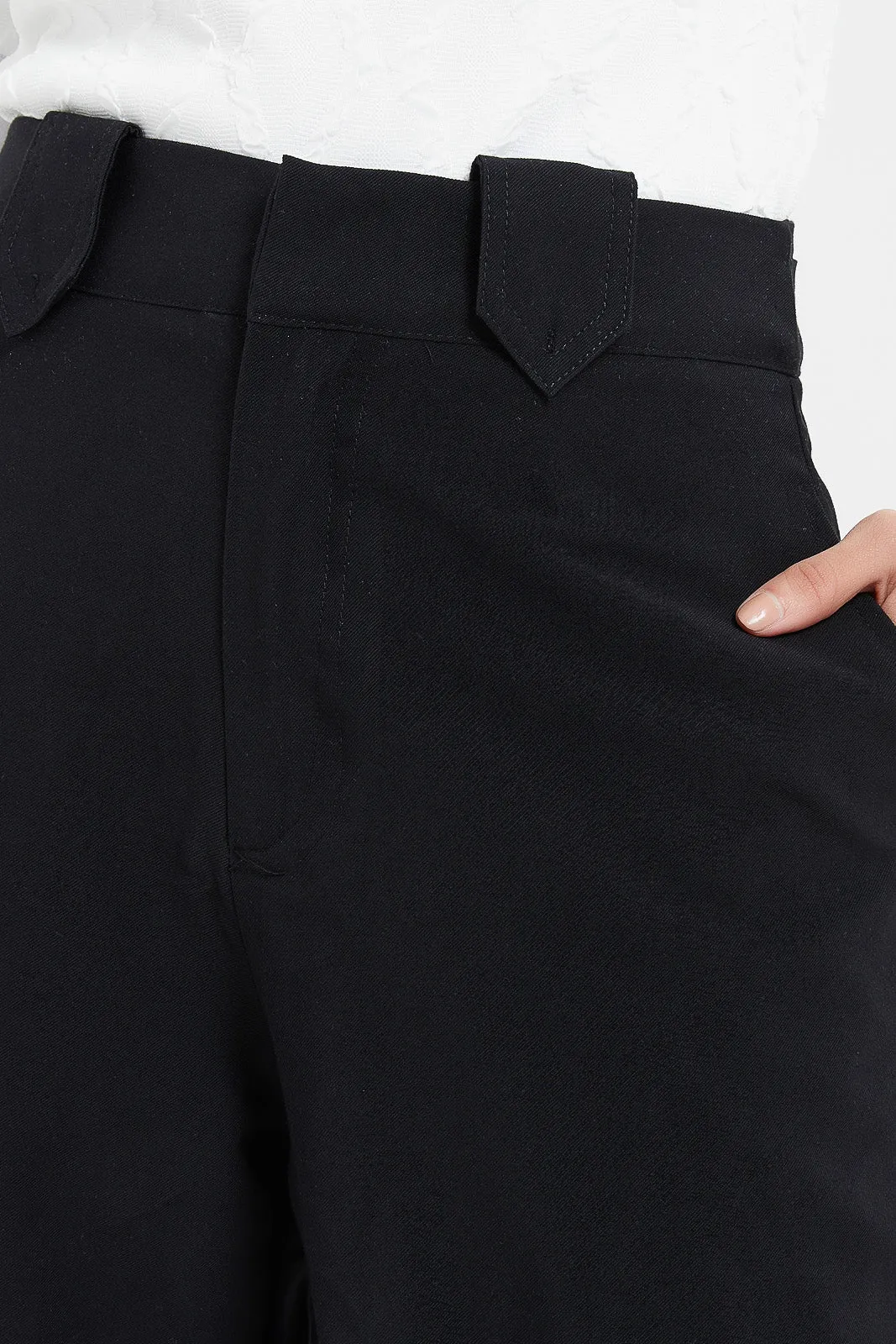 Women Black Wide Leg Tailored Trouser