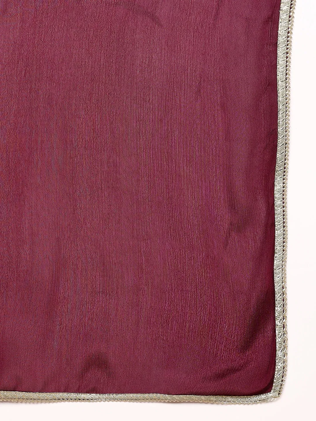 Women Burgundy Silk Blend Solid Embroidered A-Line Kurta Trouser With Dupatta