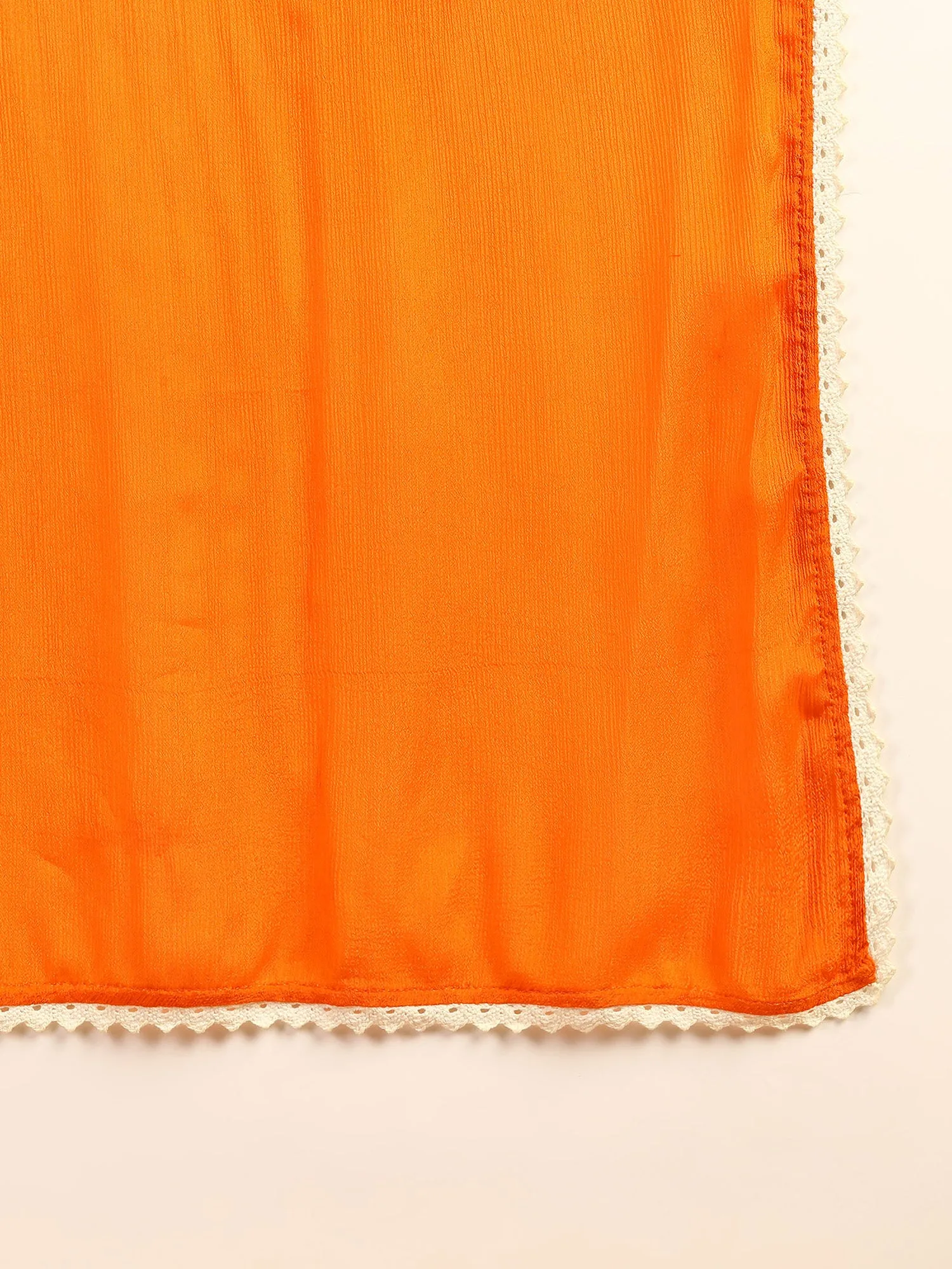 Women Orange Viscose Rayon Solid Embroidered Anarkali Kurta Trouser With Dupatta