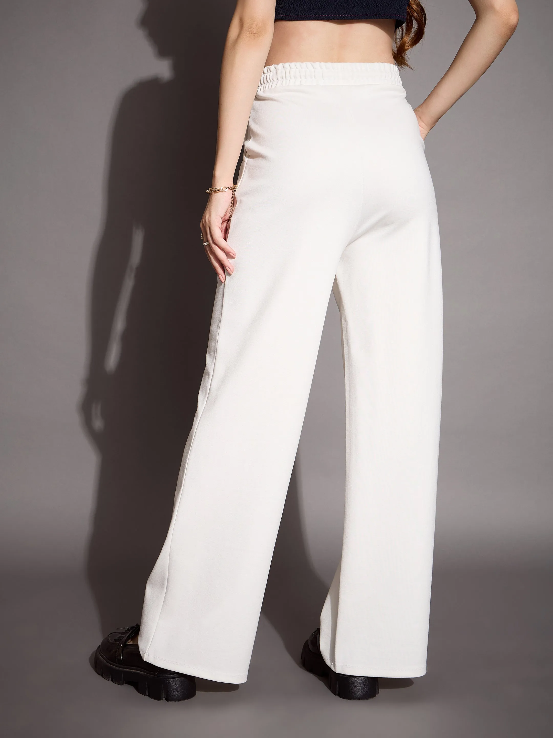 Women White Relaxed Fit Track Pants