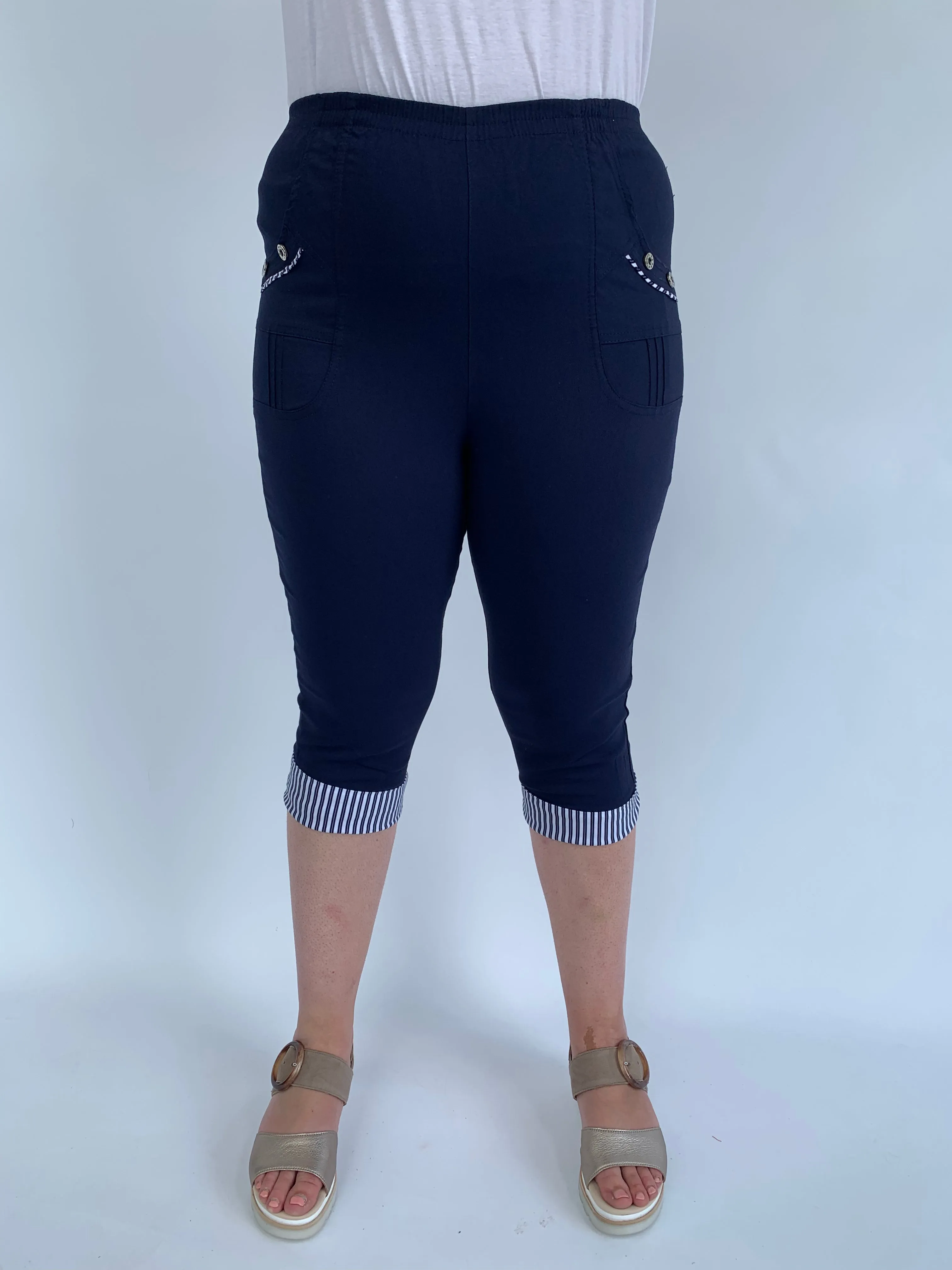 Zuri Striped Crops in Navy